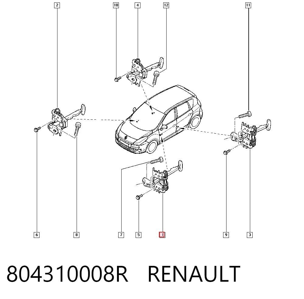804310008R Renault (RVI) Limitador de apertura de puerta delantera