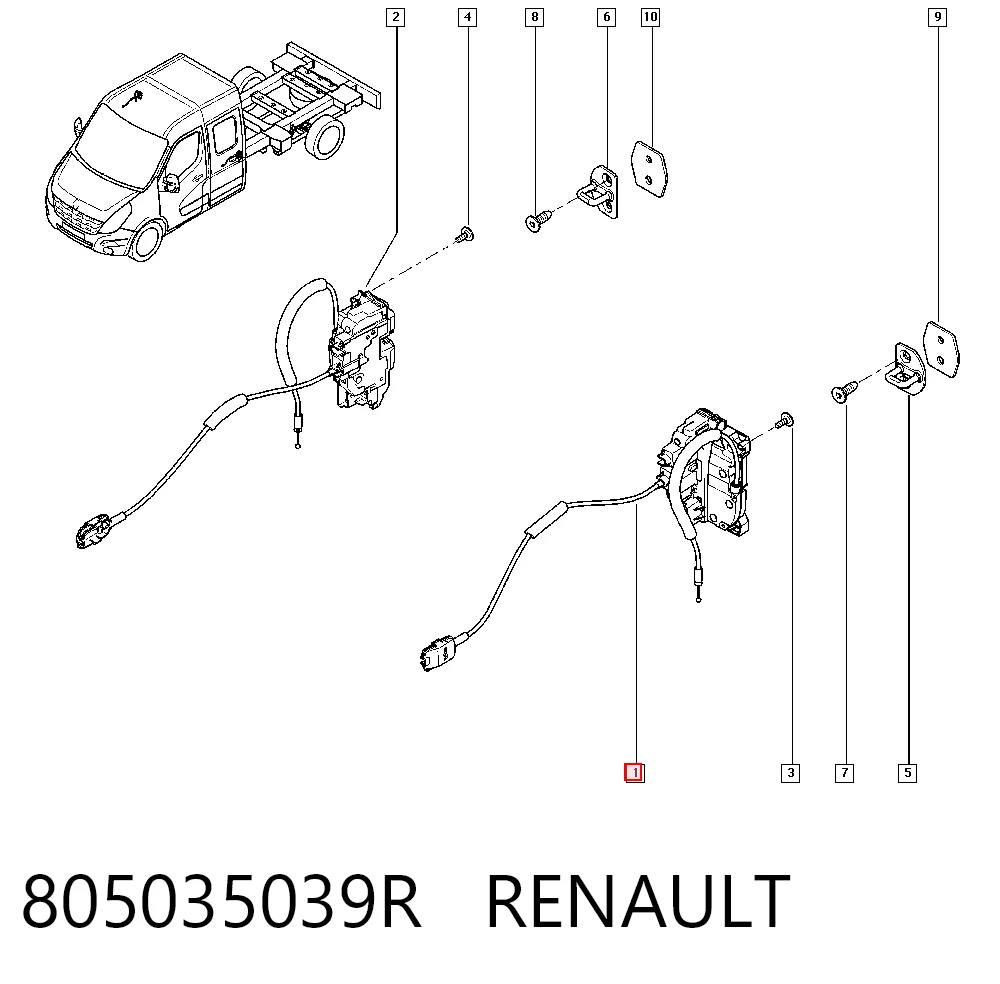 Cerradura de puerta delantera izquierda Renault Master III (FV)