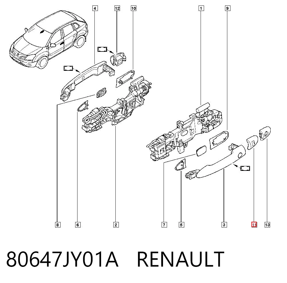 80647JY01A Renault (RVI) Cubierta de cilindro de cerradura de puerta