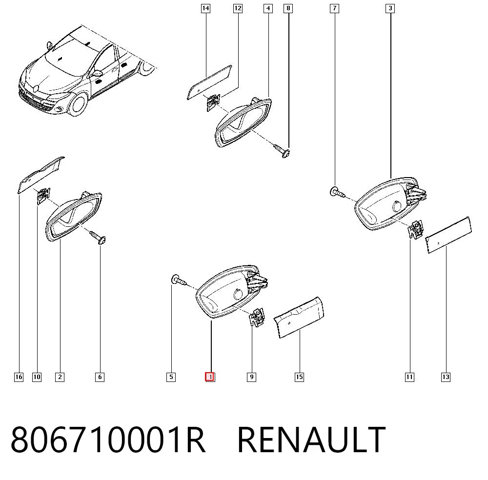 806710001R Renault (RVI) Manija interior de puerta delantera izquierda