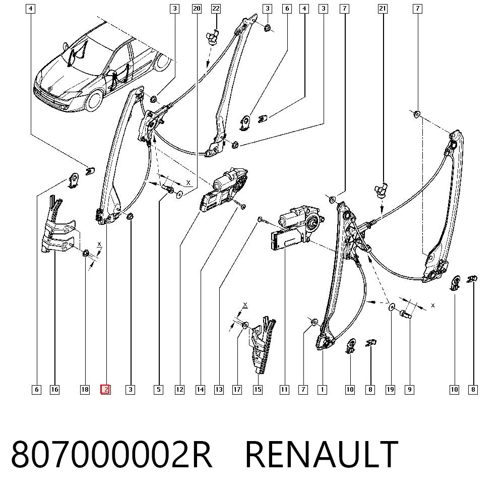 Mecanismo levanta, puerta delantera derecha para Renault Laguna III BT0, BT1