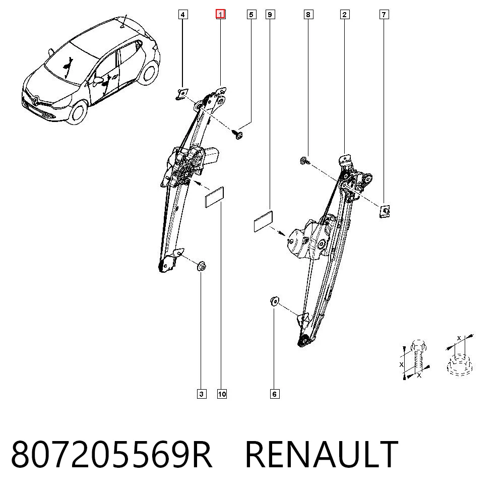 Mecanismo de elevalunas delantero derecha para Renault Clio BH