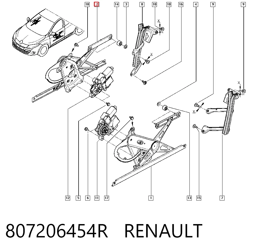 Mecanismo levanta, puerta delantera derecha para Renault Megane III DZ0, DZ1