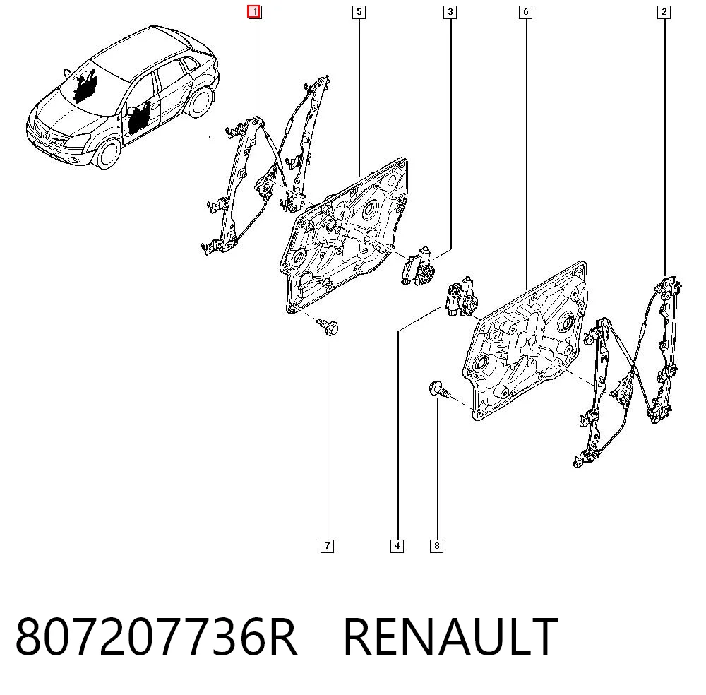 Mecanismo de elevalunas delantero derecha para Renault Koleos HY0