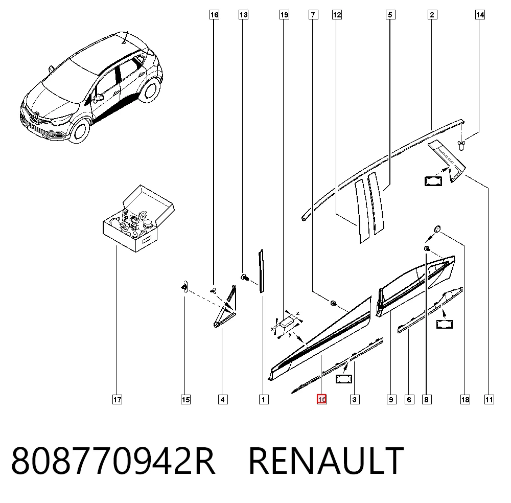 Moldura de la puerta delantera izquierda 808770942R RENAULT