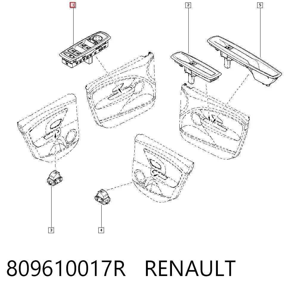 809610017R Renault (RVI) Unidad de control de elevalunas delantera izquierda