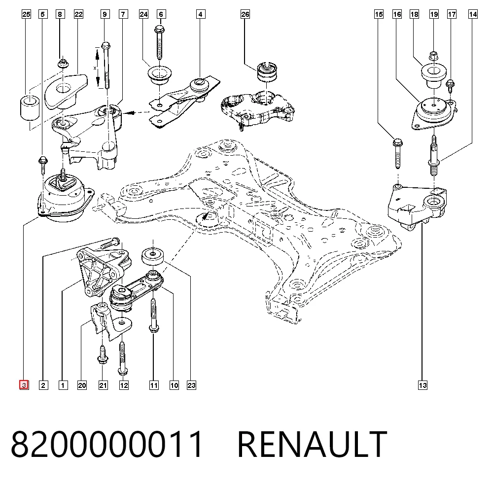 Soporte de motor derecho 8200000011 RENAULT