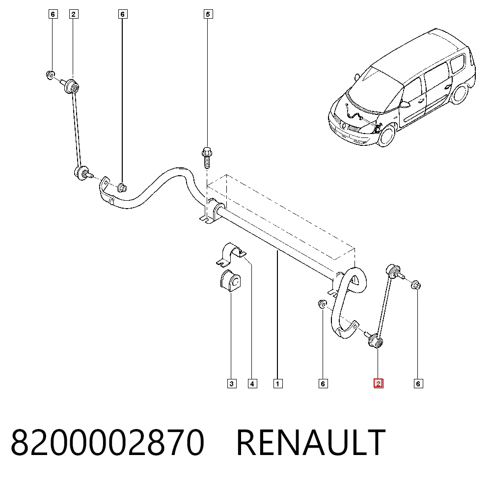 Soporte de la barra estabilizadora delantera para Renault Laguna II (KG0, KG1)