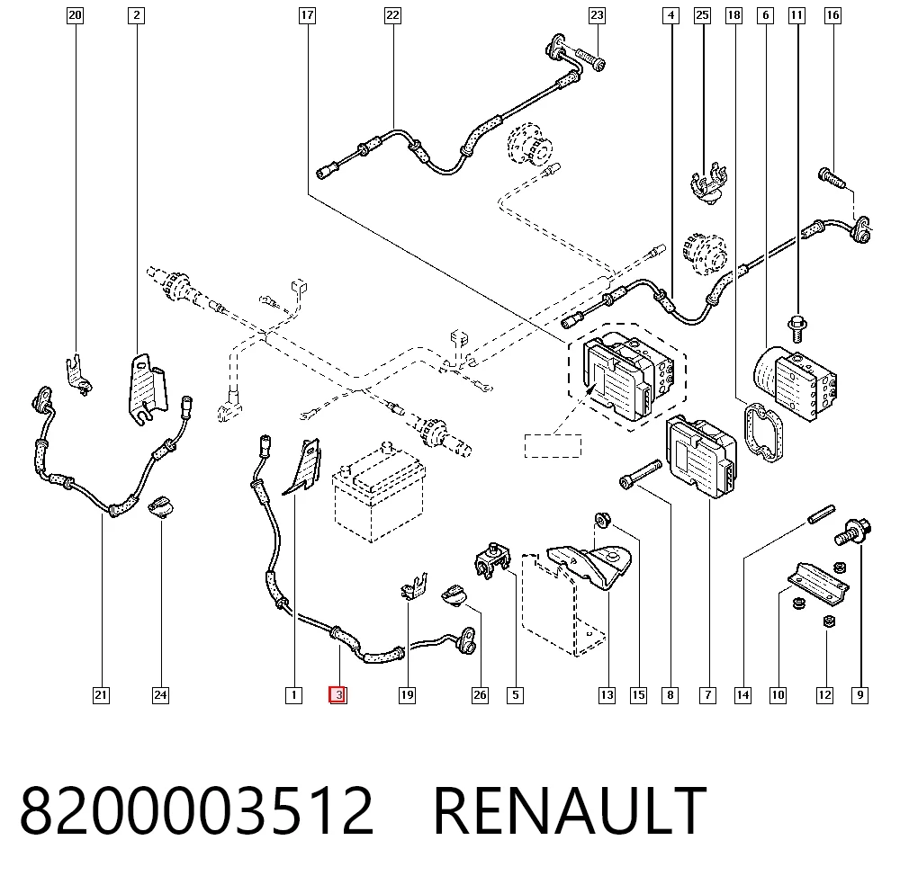 Sensor ABS delantero para Renault Trafic II (FL)