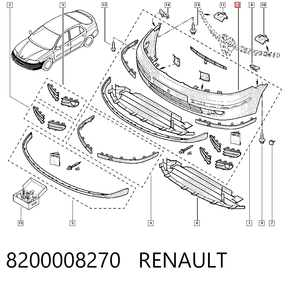 Paragolpes delantero para Renault Laguna II BG0, BG1