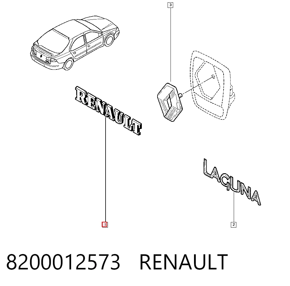 Comprar Emblema de tapa de maletero Renault Laguna II BG0, BG1 a bajo precio