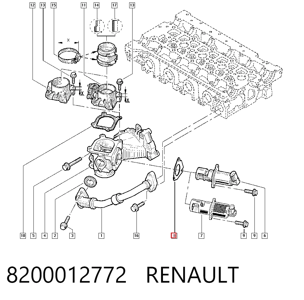 Junta de válvula EGR 8200012772 RENAULT