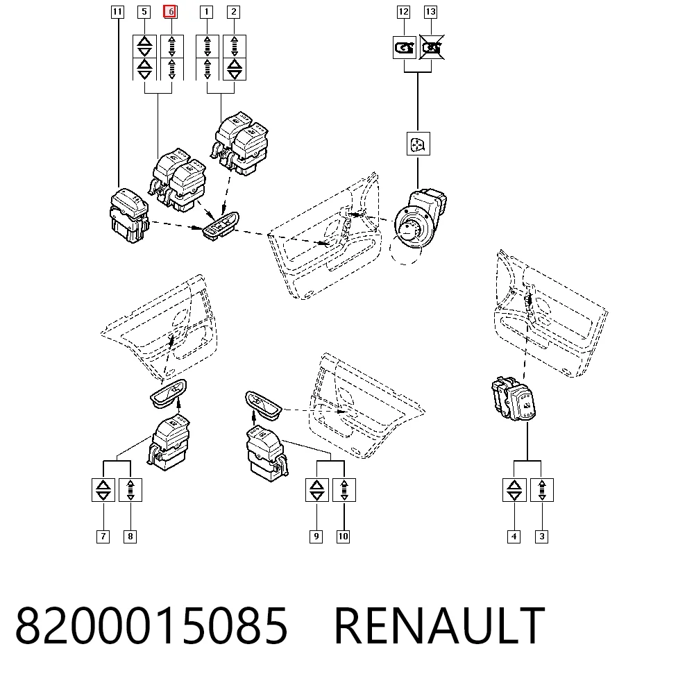 8200015085 Renault (RVI) Unidad de control de elevalunas delantera izquierda