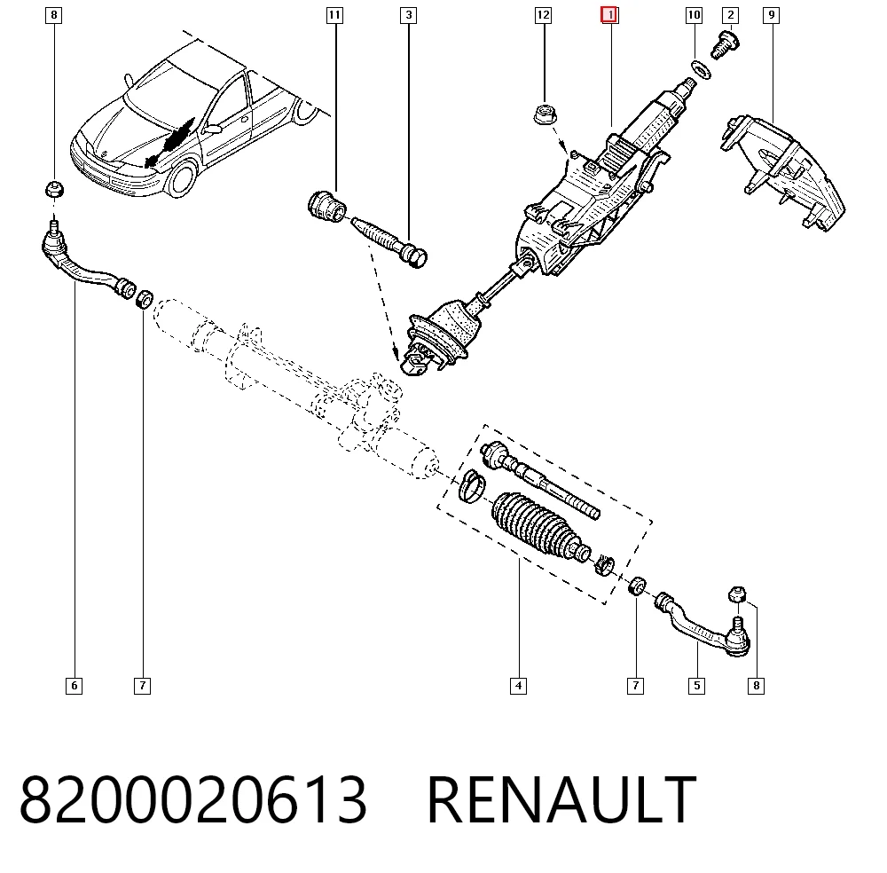 Columna de volante para Renault Laguna II BG0, BG1