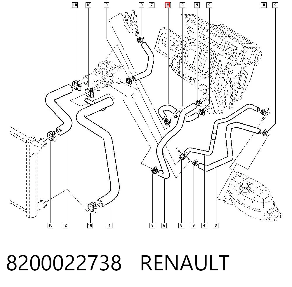 Manguera doble del radiador de la calefacción 8200022738 RENAULT