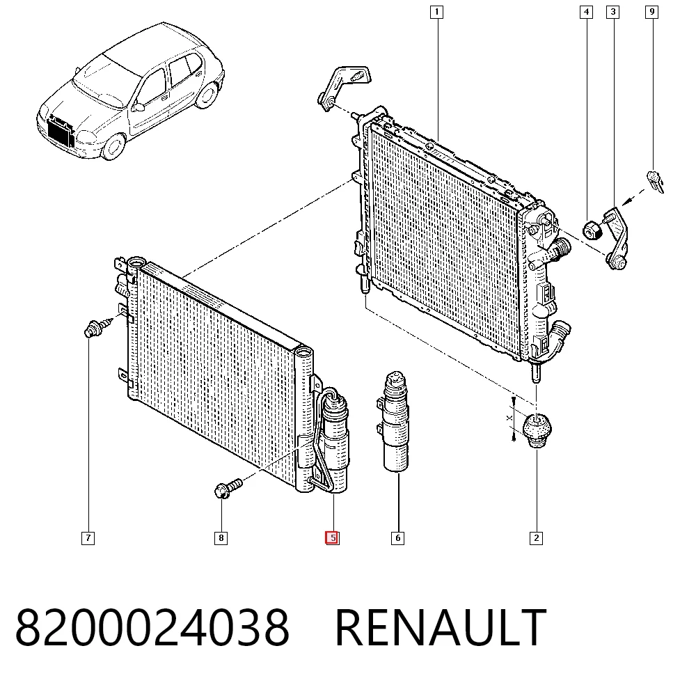 Condensador aire acondicionado para Renault Clio LB0, LB1, LB2
