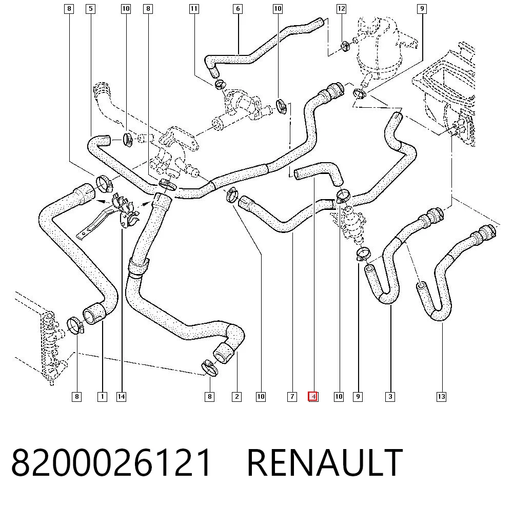 Manguera de calefacción, entrada 8200026121 RENAULT