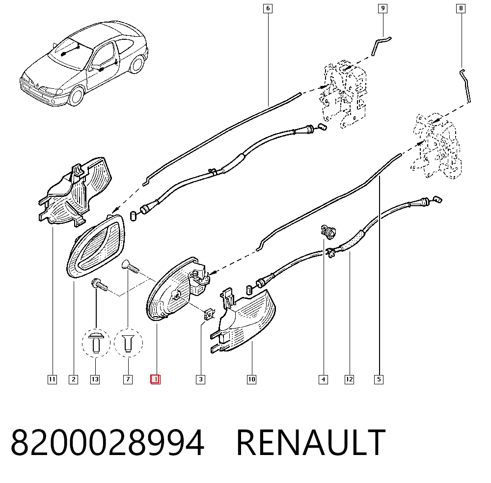 8200028994 Renault (RVI) Manija interior izquierda delantera/trasera de puerta