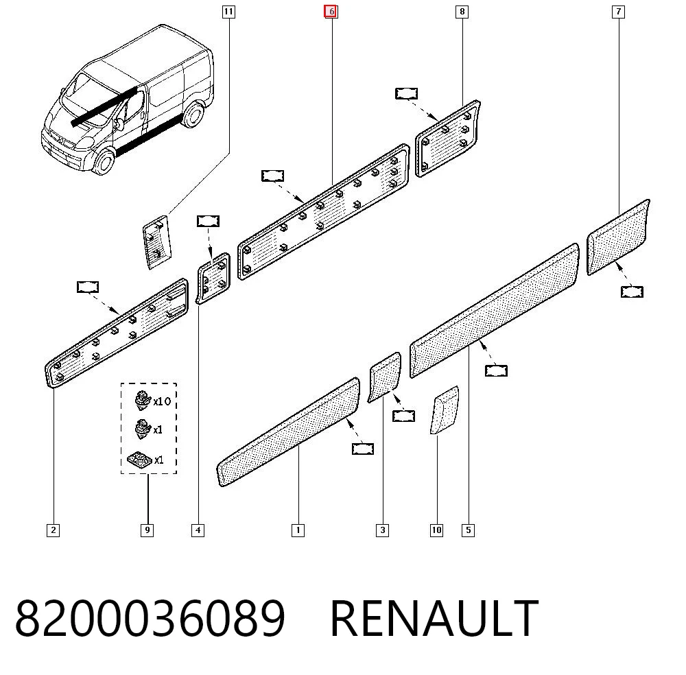 Moldura de puerta corredera General Motors 8200036075 precio, desde 69,70 EUR