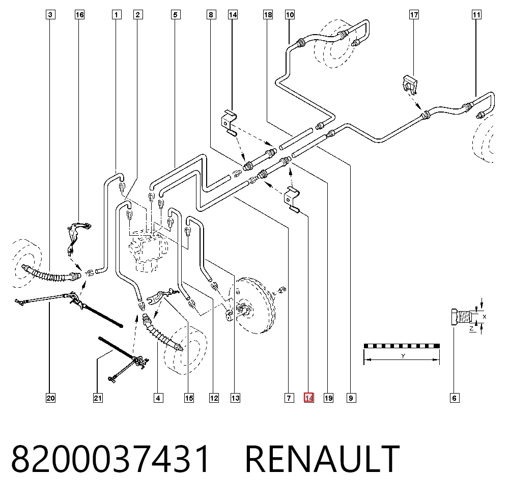 Abrazadera de fijación de la manguera de freno 8200037431 RENAULT