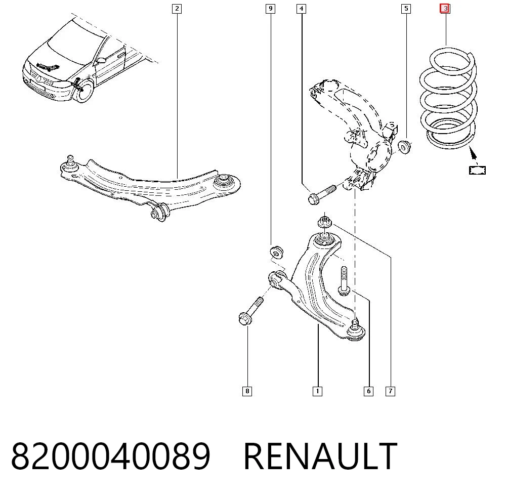 Muelle delantero para Renault Scenic JM0, JM1