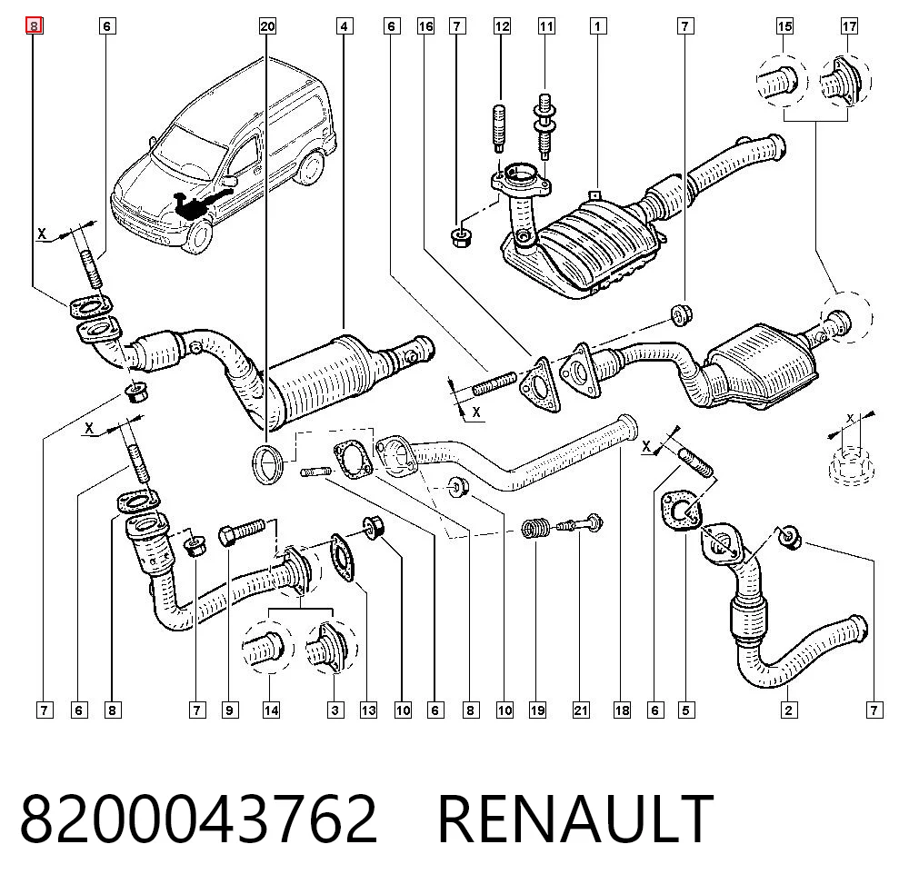 Junta de tubo de escape silenciador Renault Clio  (LB0, LB1, LB2)