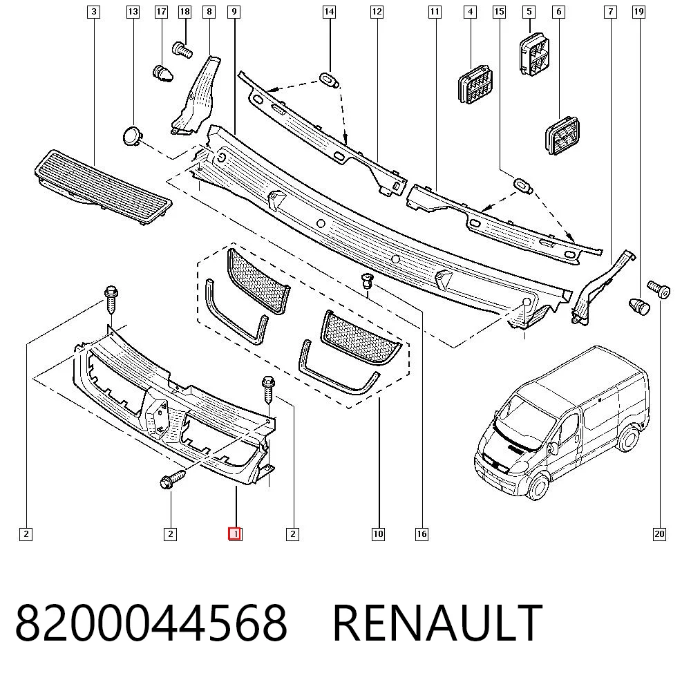 Comprar Parrilla del radiador Renault Trafic II JL a bajo precio