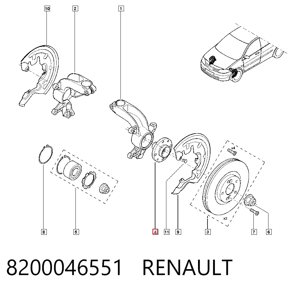 Buje de rueda para Renault Clio III (BR01, CR01)