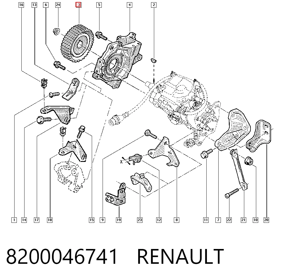 Engranaje del árbol de levas para accionamiento de la bomba de inyección 8200046741 RENAULT