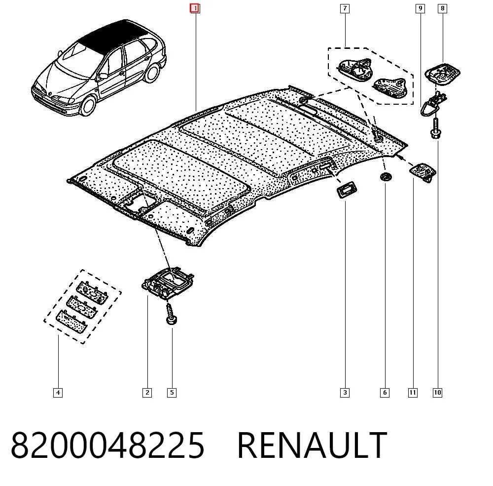 Guarnecido de techo 8200048225 RENAULT