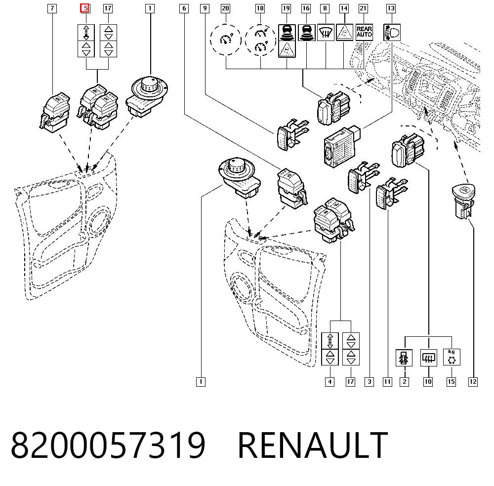 8200057319 Renault (RVI) Unidad de control de elevalunas delantera izquierda
