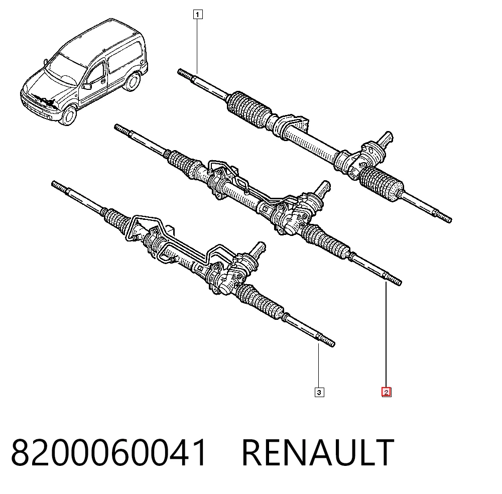 Cremallera de dirección 8200060041 RENAULT