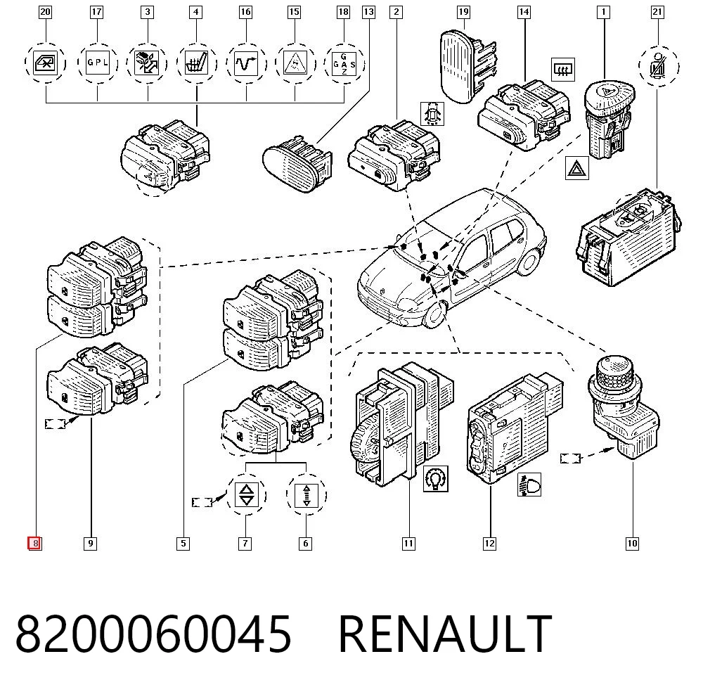 8200060045 Renault (RVI) Unidad de control de elevalunas delantera izquierda