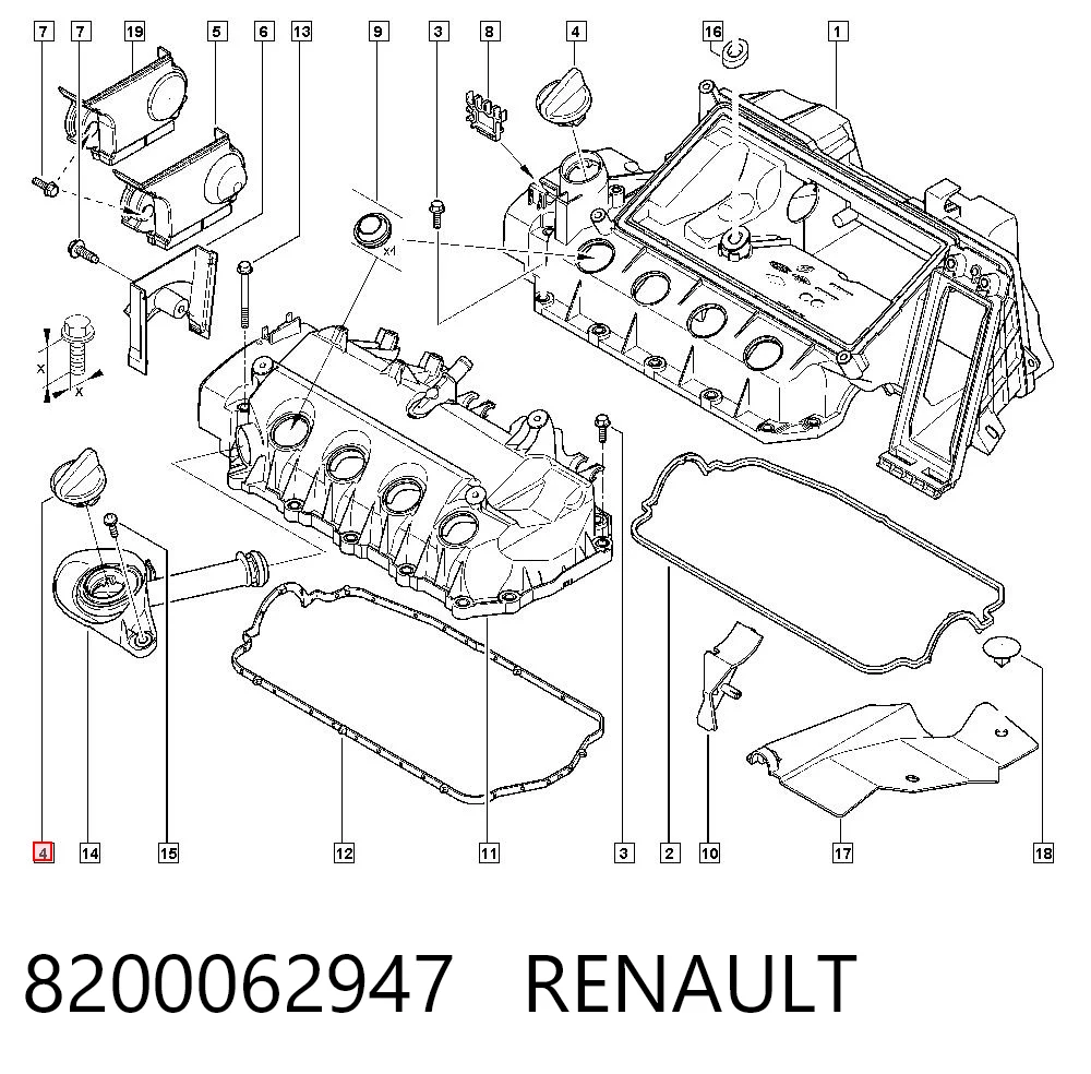 8200062947 Renault (RVI) Tapa, tubuladura de relleno de aceite