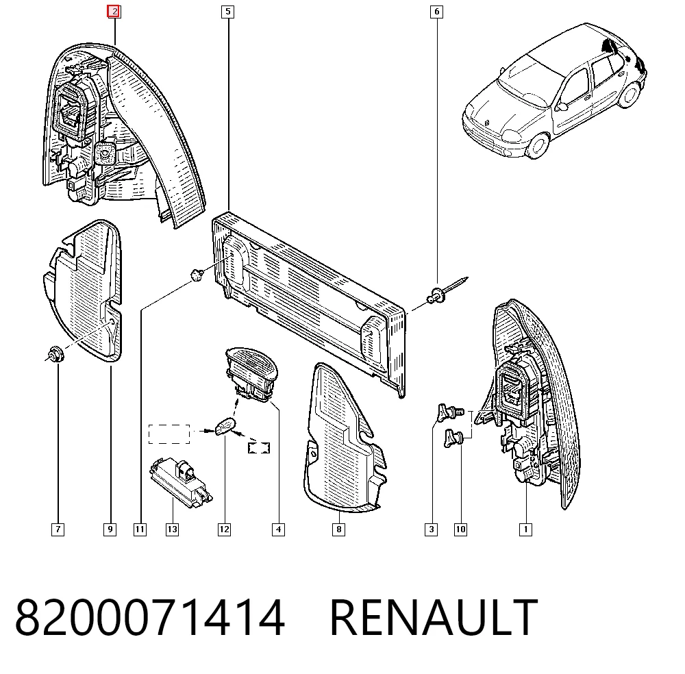 Piloto trasero derecho Renault Clio II hatchback (BB, CB) (1998 - 2010) precio, desde 31,94 EUR
