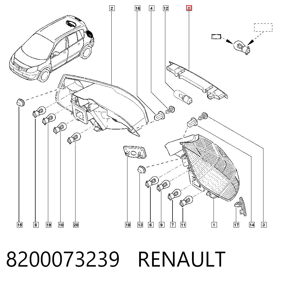 8200073239 Renault (RVI) Luz central de freno