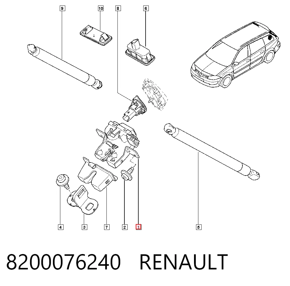 8200076240 Renault (RVI) Cierre del maletero
