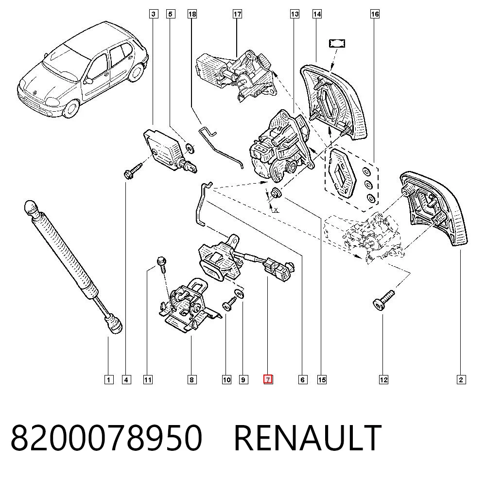 8200078950 Renault (RVI) Cierre del maletero