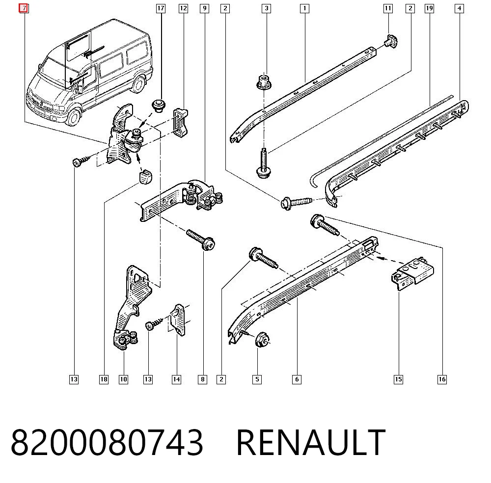 8200080743 Renault (RVI) Rodillo superior derecho de puerta corrediza