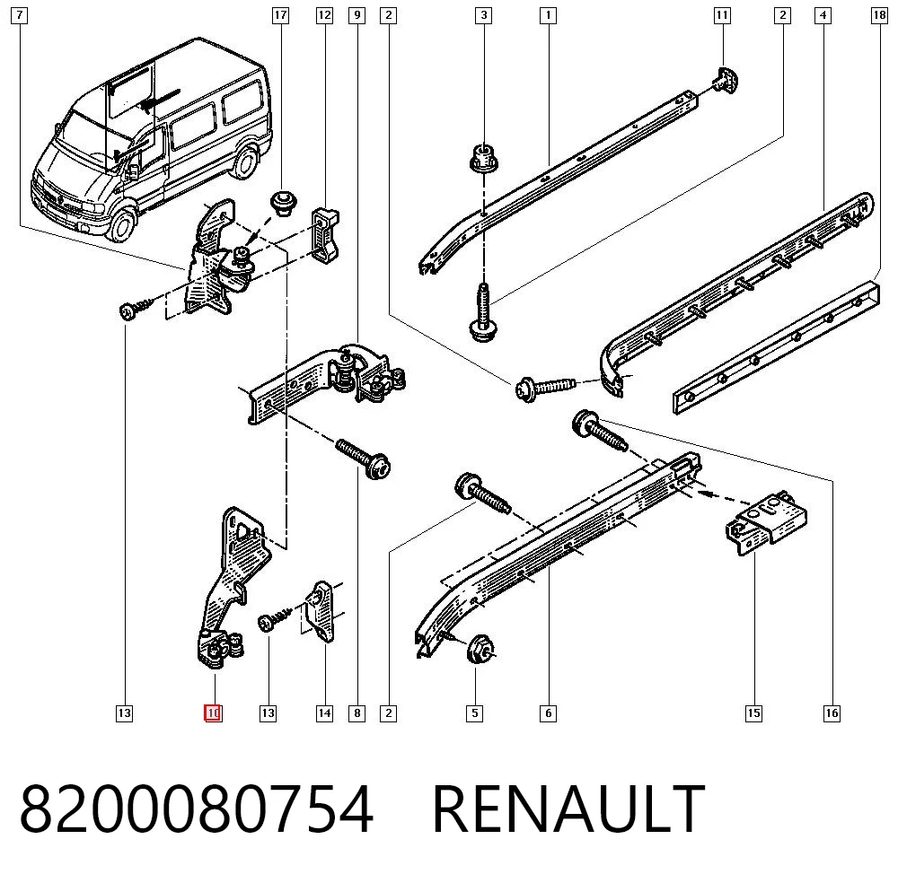 8200080754 Renault (RVI) Rodillo inferior derecho de puerta corrediza