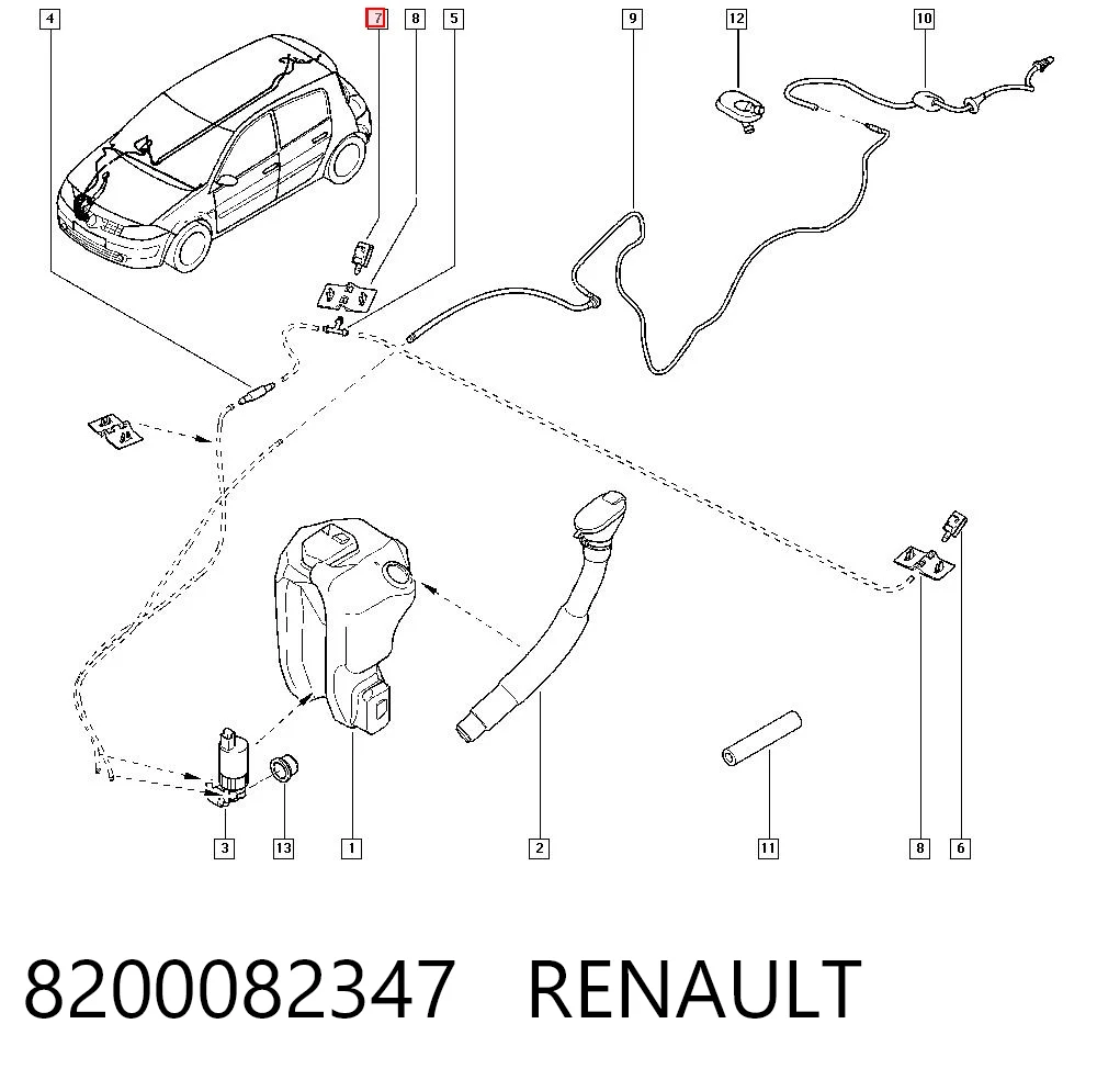 8200082347 Renault (RVI) Boquilla del lavaparabrisas