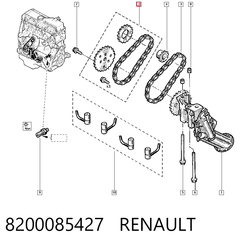  Cadena de la Bomba Aceite Renault Scenic 3