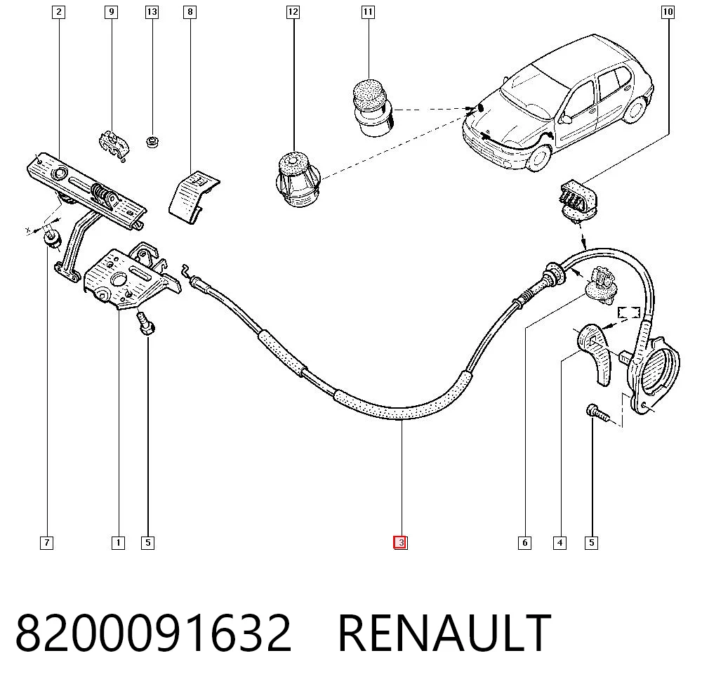 Comprar Cable de apertura del capó Renault Clio II BB, CB a bajo precio