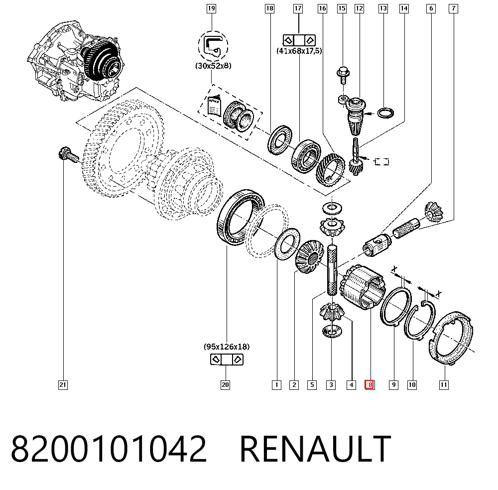 Comprar 8200101042 Nissan/Infiniti Satélite del diferencial