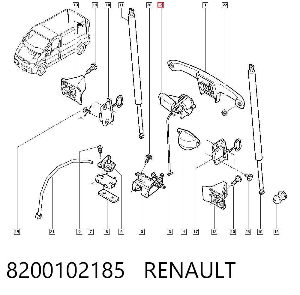 8200102185 Renault (RVI) Botón de accionamiento del cierre de la tapa del maletero (puerta trasera 3/5)