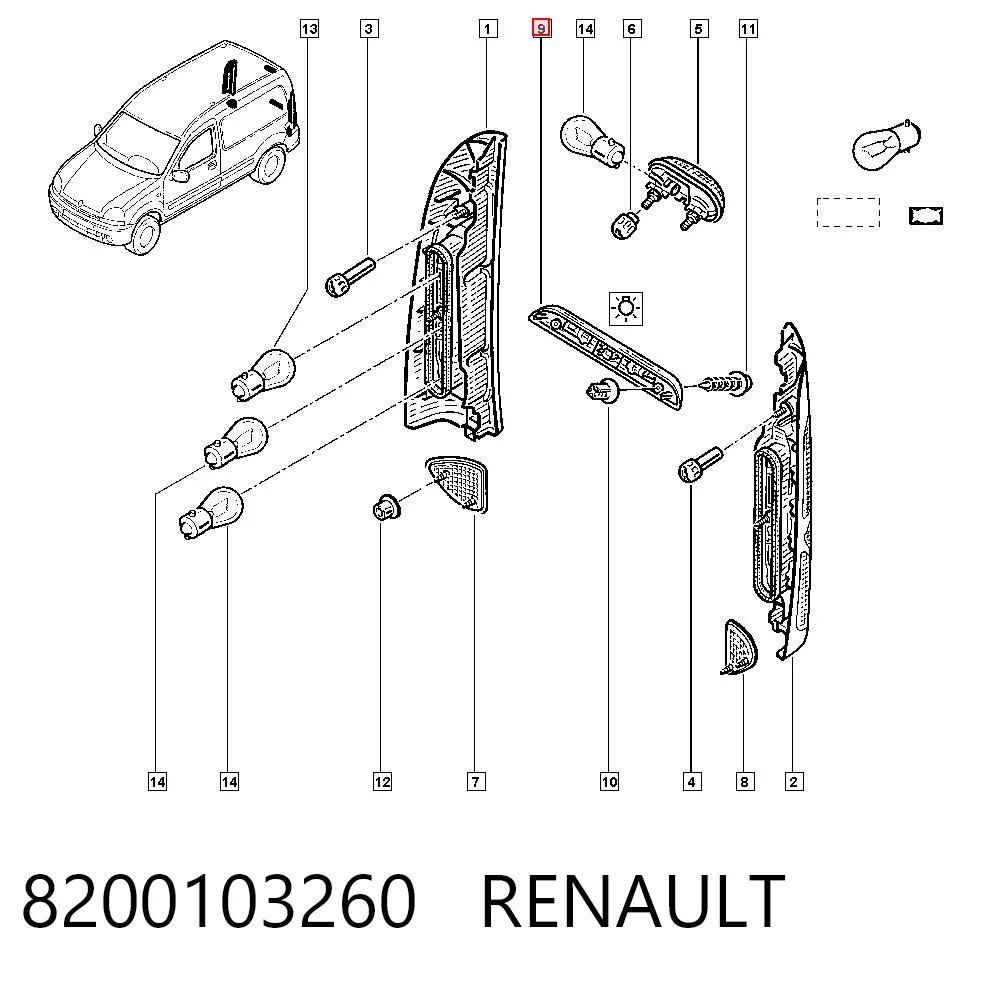 Luz de matricula Renault Kangoo (1998-2008)