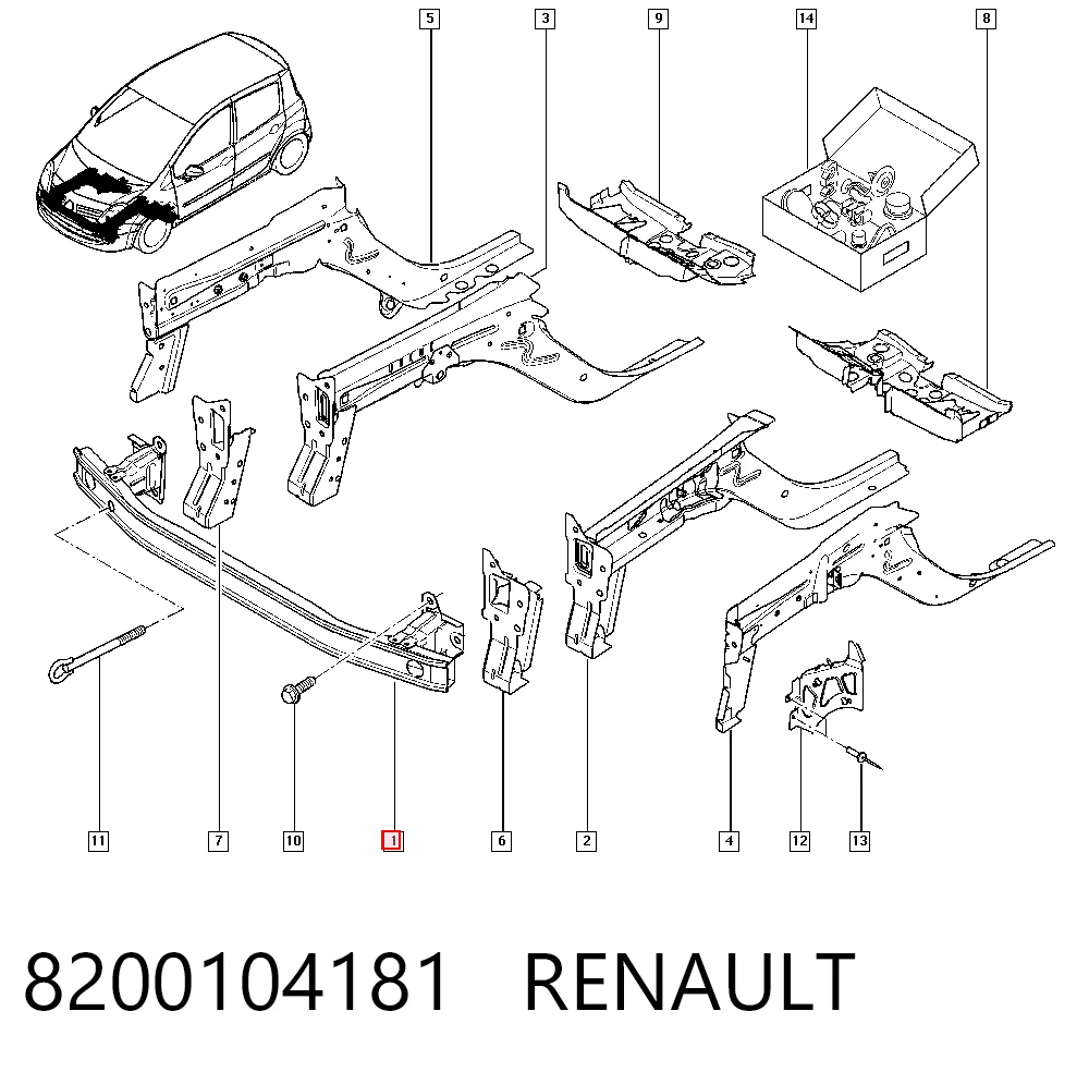 Refuerzo paragolpes delantero Polcar 6055073