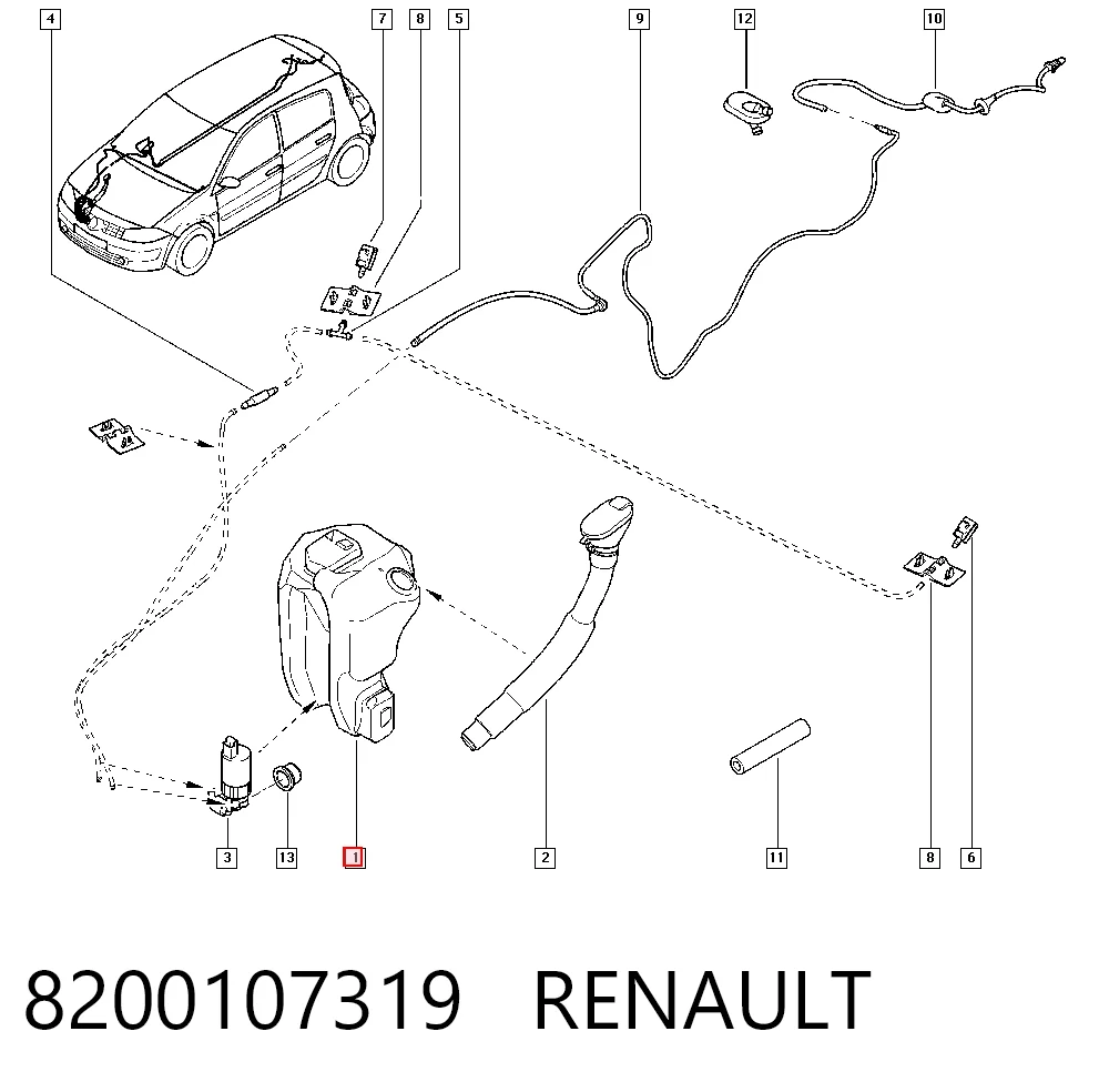 Deposito del lavaparabrisas Renault Scenic II monovolumen (JM0, JM1) (2003 - 2009) precio, desde 29,04 EUR