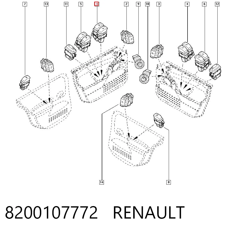 8200107772 Renault (RVI) Unidad de control de elevalunas delantera izquierda