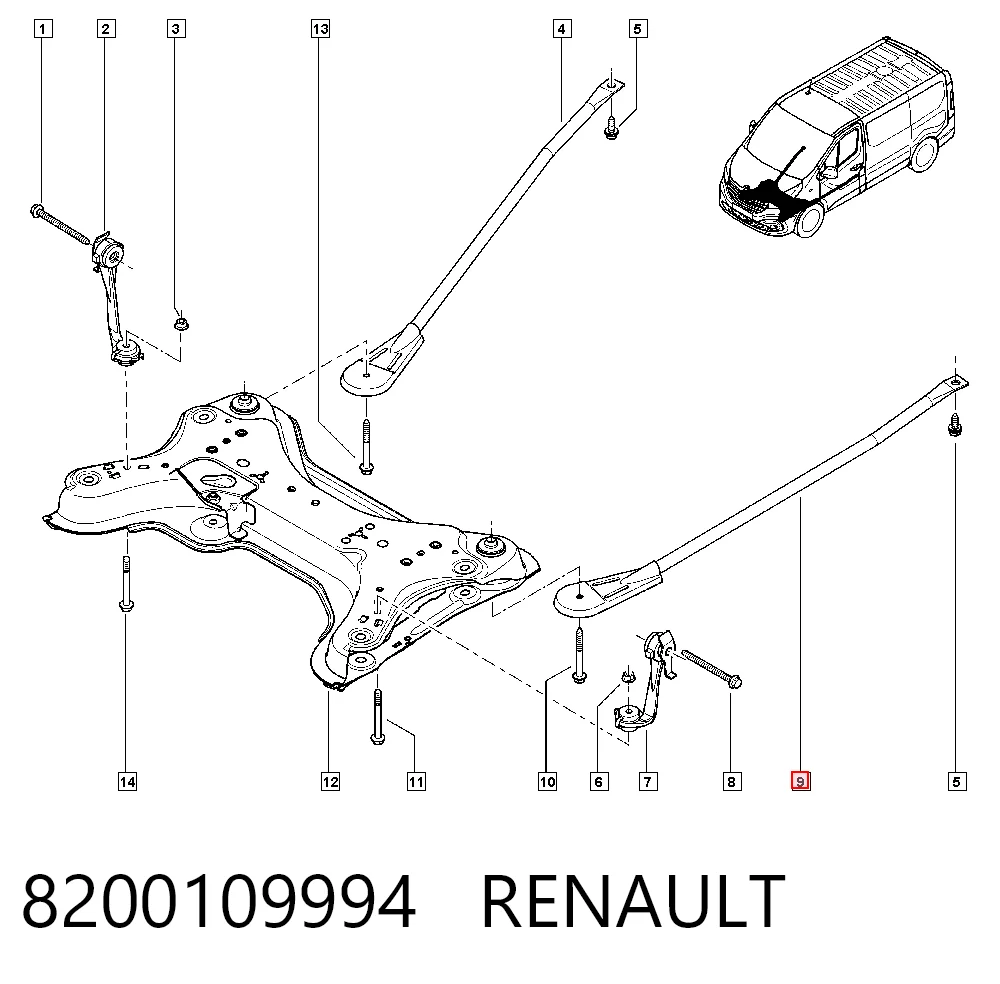 Barra reactiva delantera/inferior 8200109994 RENAULT